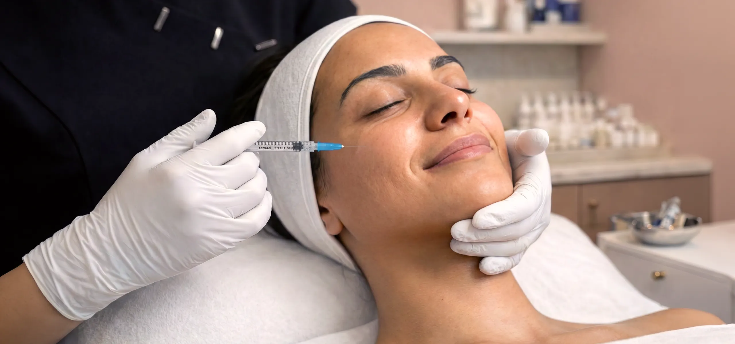Close-up of a refined face after dermal filler treatment at Zohar