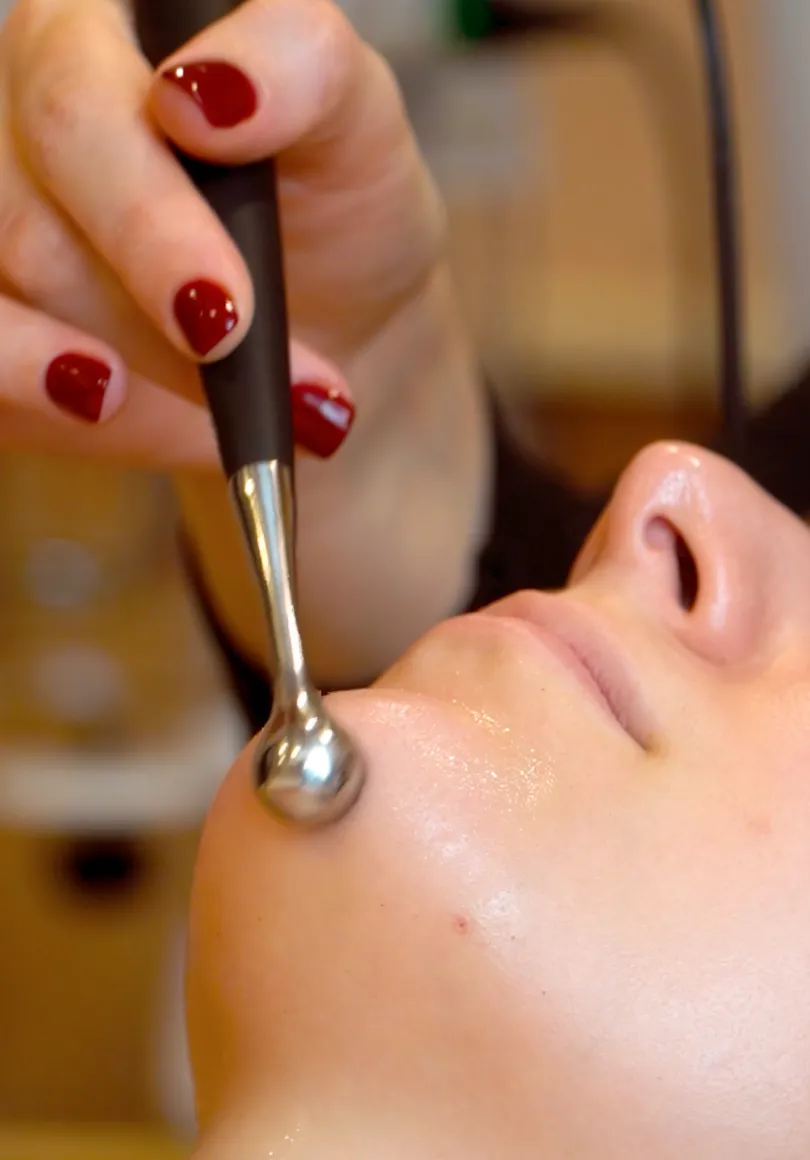 Cryotherapy globe facial treatment close-up
